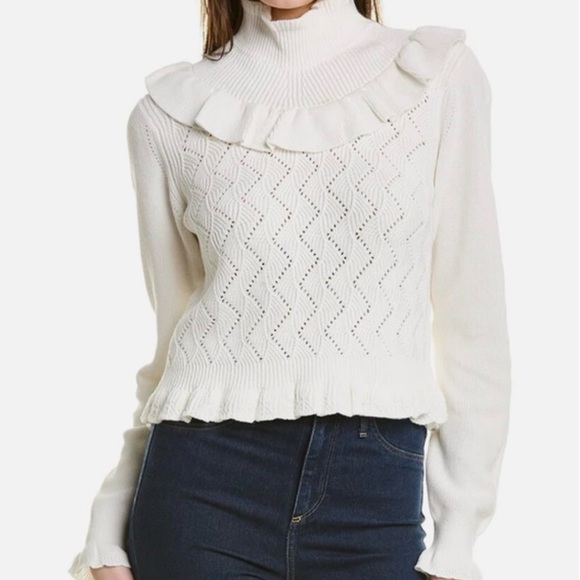 French Connection Mozart Ruffle Cropped Sweater - Picture 5 of 5